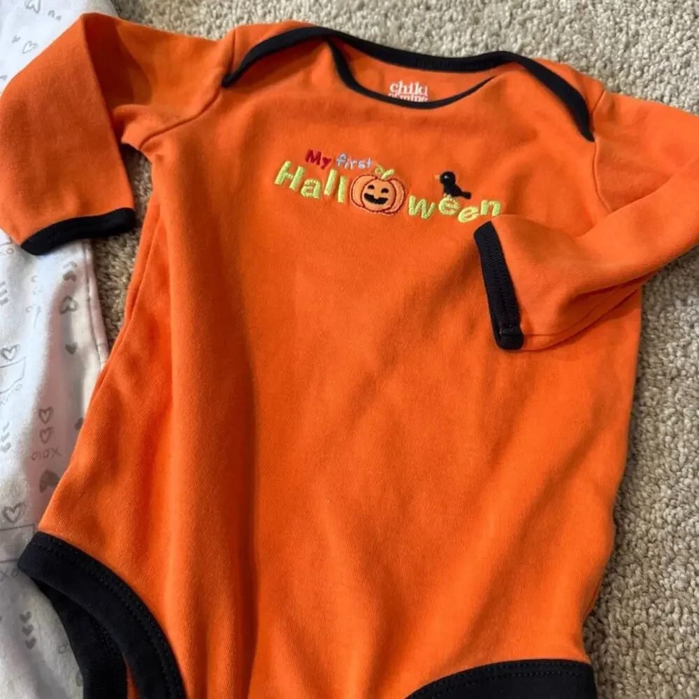 2 Piece LOT of Baby Girl Size 3-6 Months My First Halloween Bodysuit & Outfit